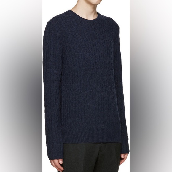 Tiger of Sweden Lauel mens navy wool cable knit jumper pullover - Picture 8 of 9